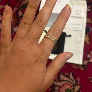 Gold Beaded Stackable Ring - Women Jewelry